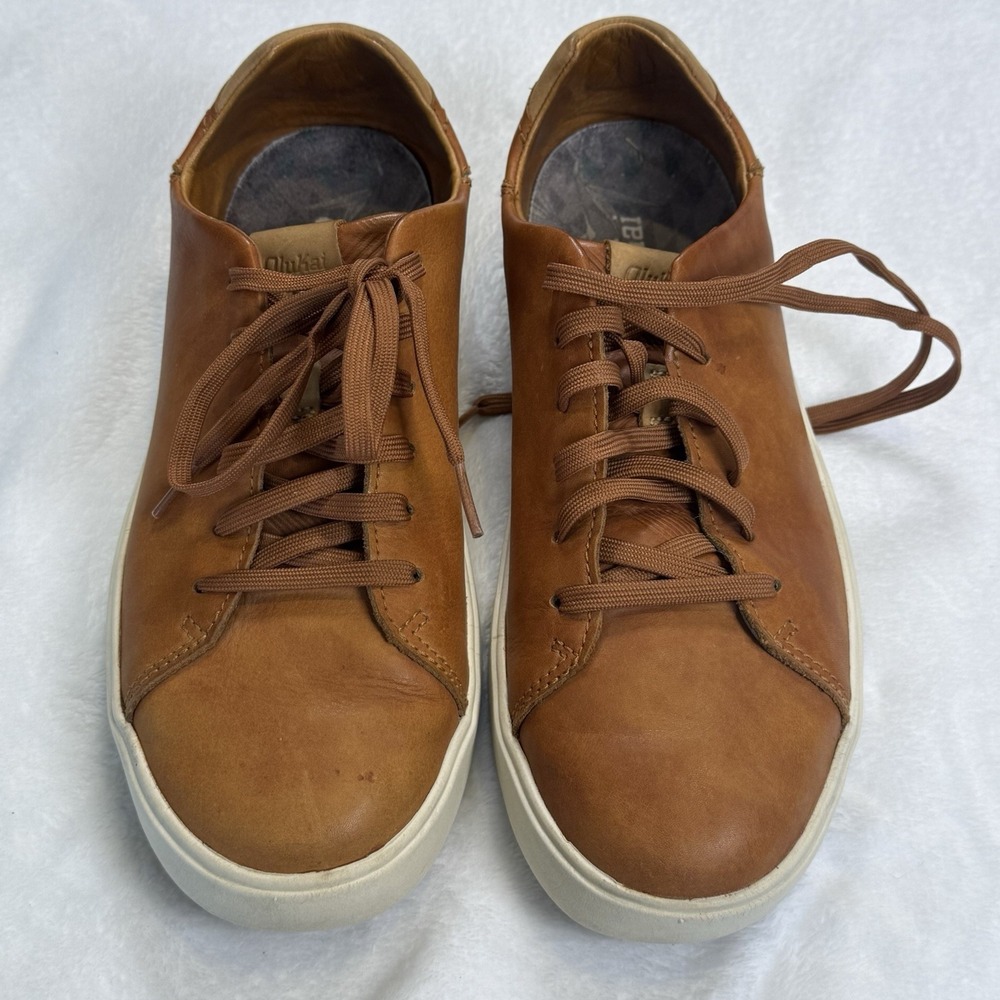 OluKai Laeahi Li Ili Sneakers Mens 7 Brown Leather Lace Up 10455-FXFX